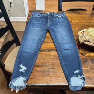 KanCan Dark Blue Distressed Ankle Jeans